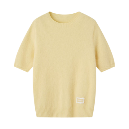 Fuzzy Knit Short Sleeve Sweater