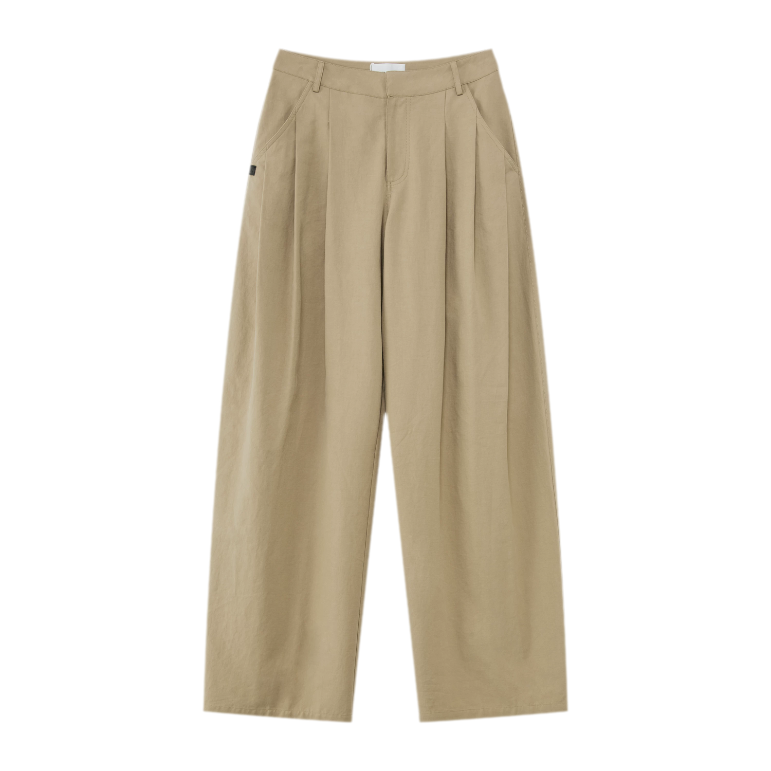 Curved Linen-Blend Pants