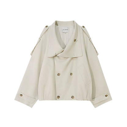 Relaxed Double-Breasted Short Trench