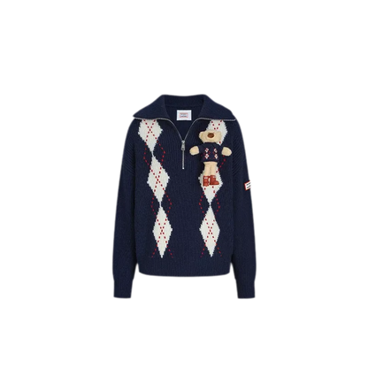 Áo len cổ bẻ họa tiết argyle