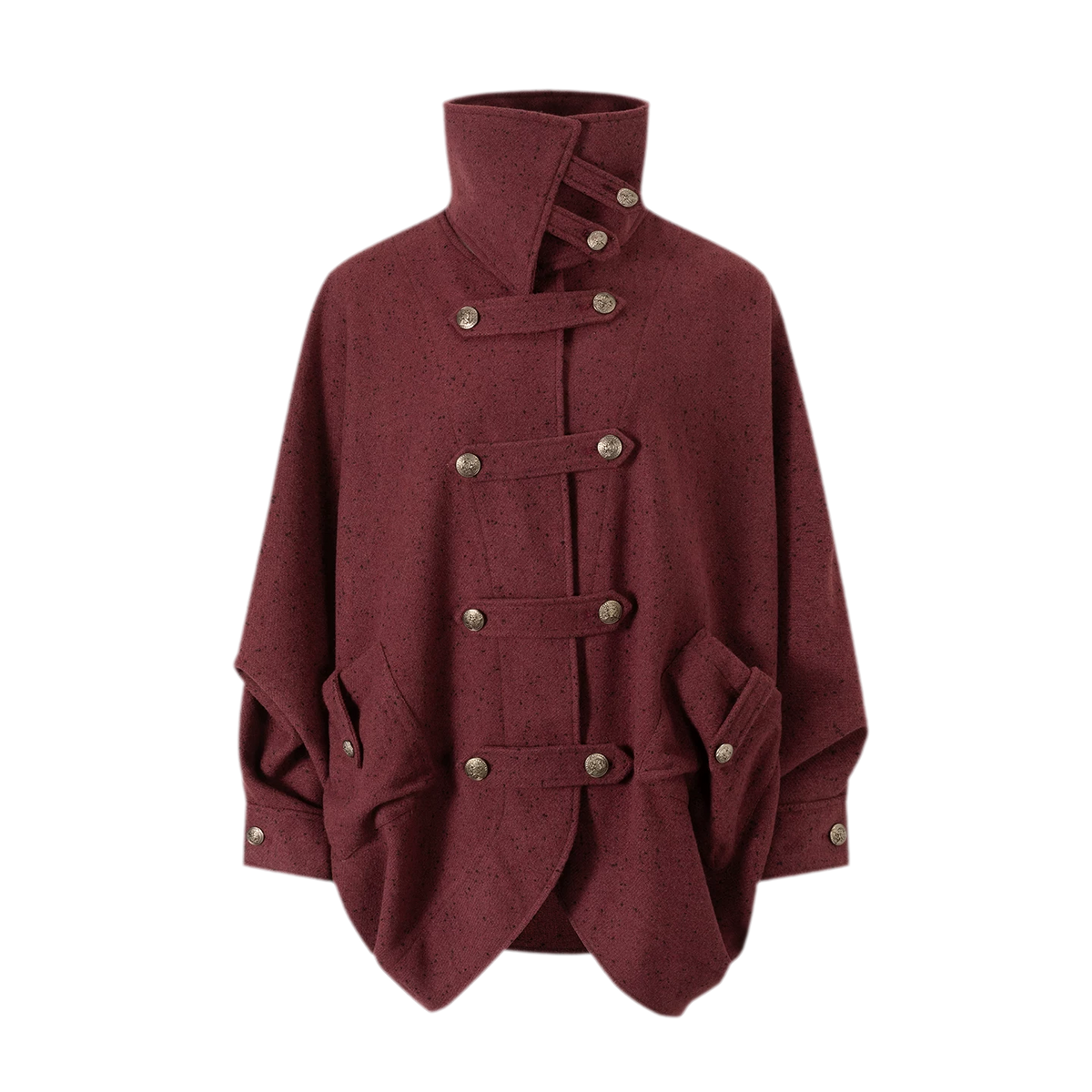 Double-Sided Batwing Wool Coat — Load image 18 in gallery view