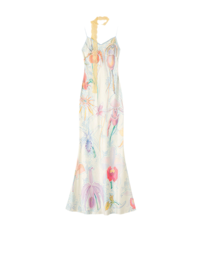 Botanical Print Bias-Cut Camisole Long Dress