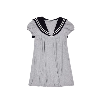 Retro Navy Collar Pleated Dress