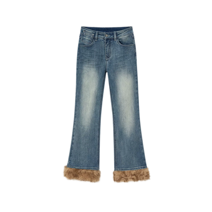 Vintage Washed Cropped Flare Jeans
