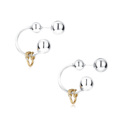 Reconstructed Series Gold and Silver Ball Earrings