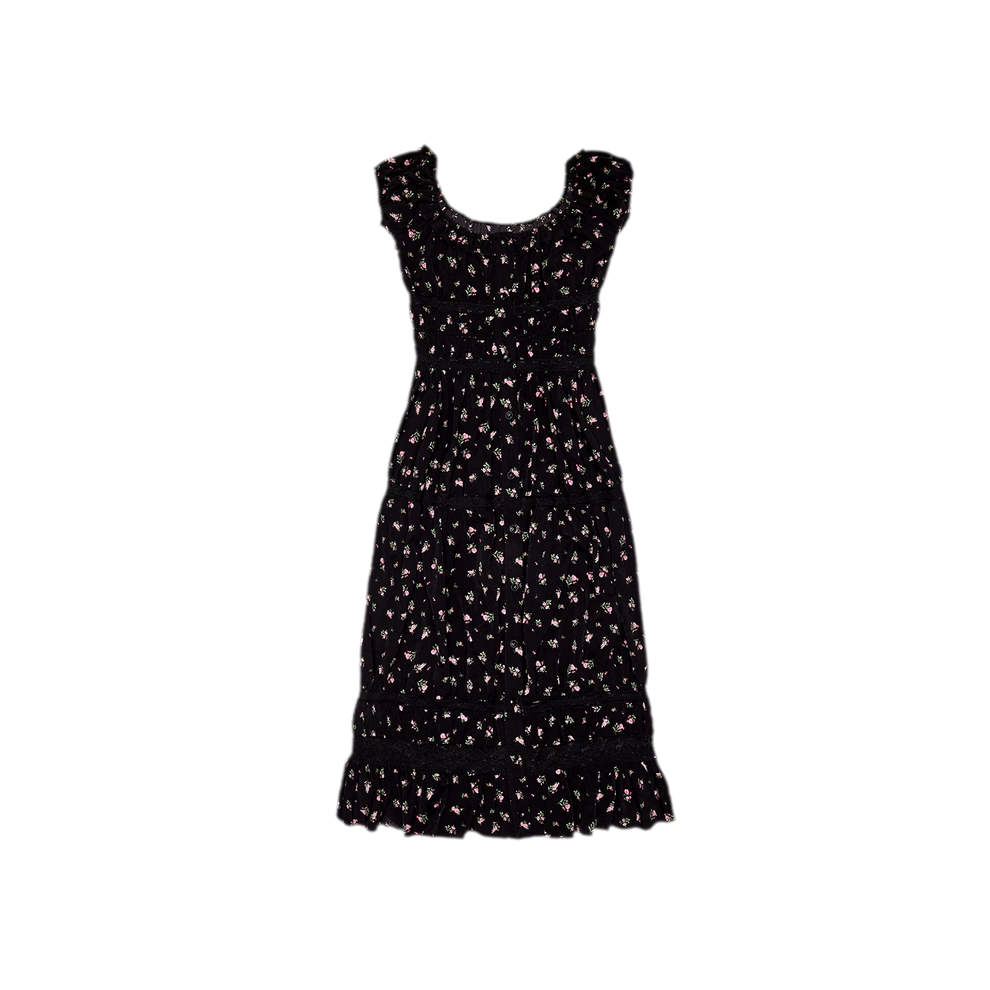 Long Floral Lace Chiffon Dress