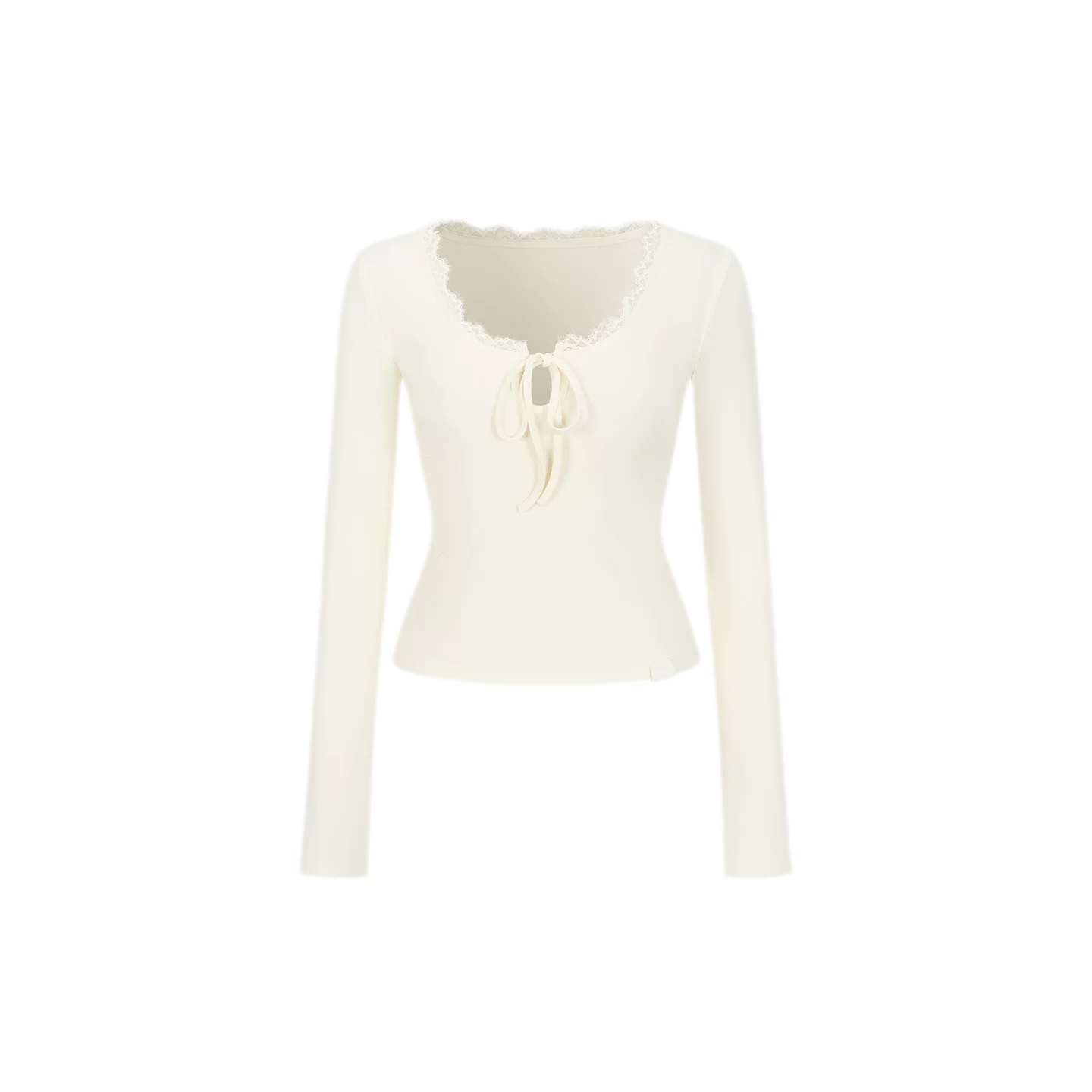 Ribbed Lace Tie Knit Top