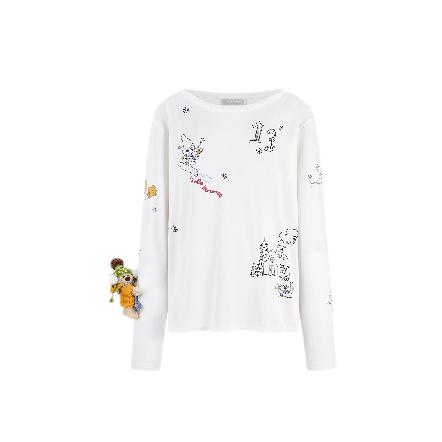 Graphic Off-Shoulder Long-Sleeve T-Shirt