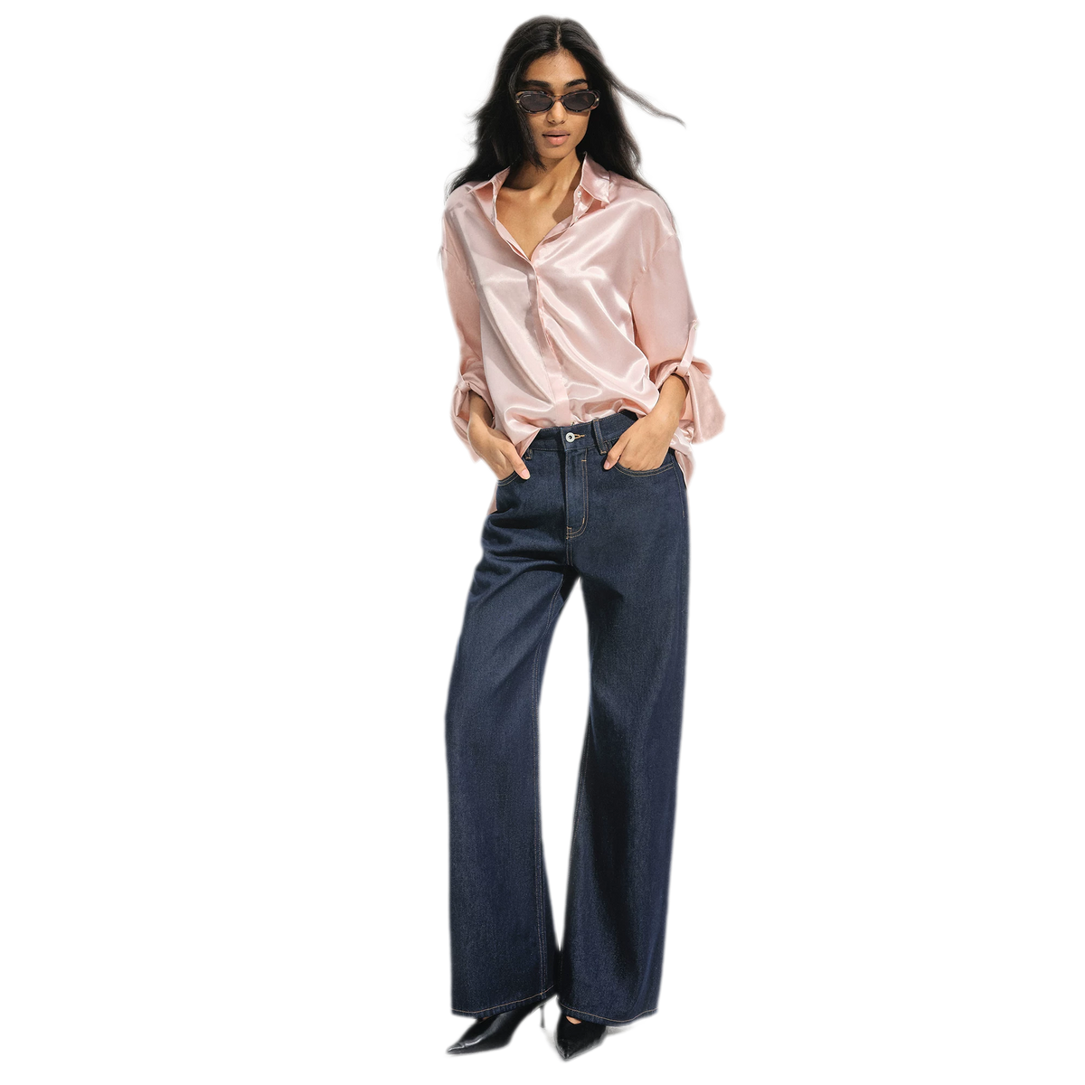 Camisa holgada de acetato brillante