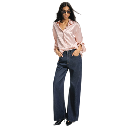 Camisa holgada de acetato brillante