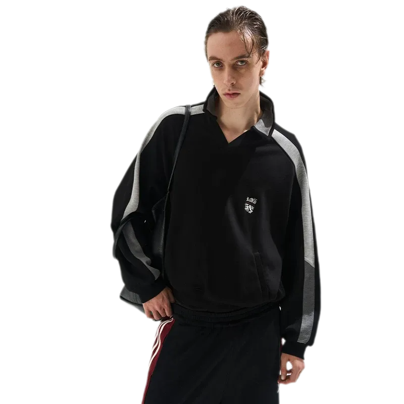 Contrast Polo Panel Sweatshirt