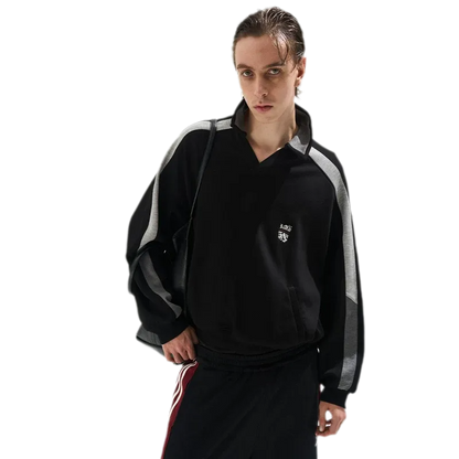 Contrast Polo Panel Sweatshirt