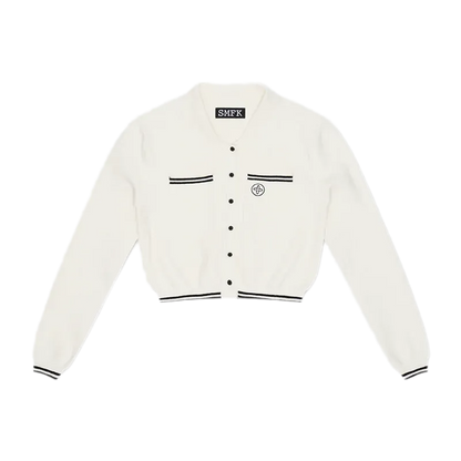 Contrast Stripe Knitted Cropped Jacket