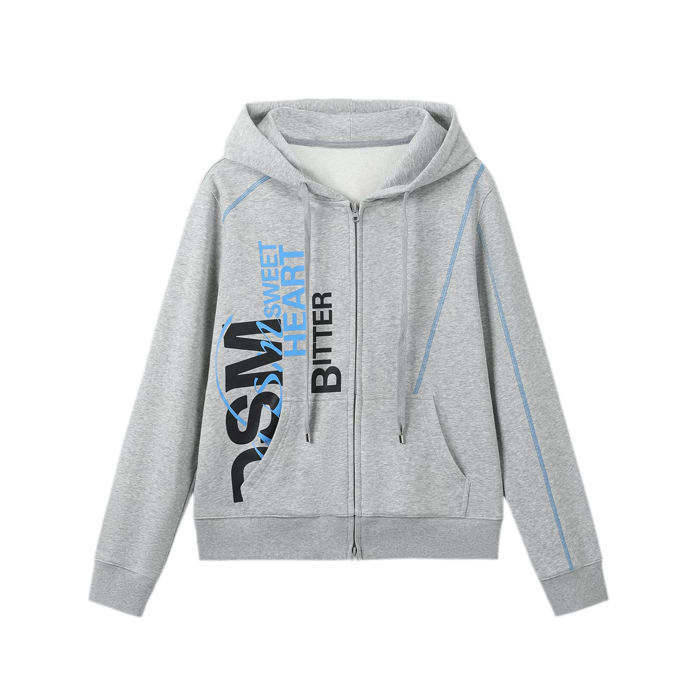 Contrast Stitch Fitted Hooded Sweatshirt