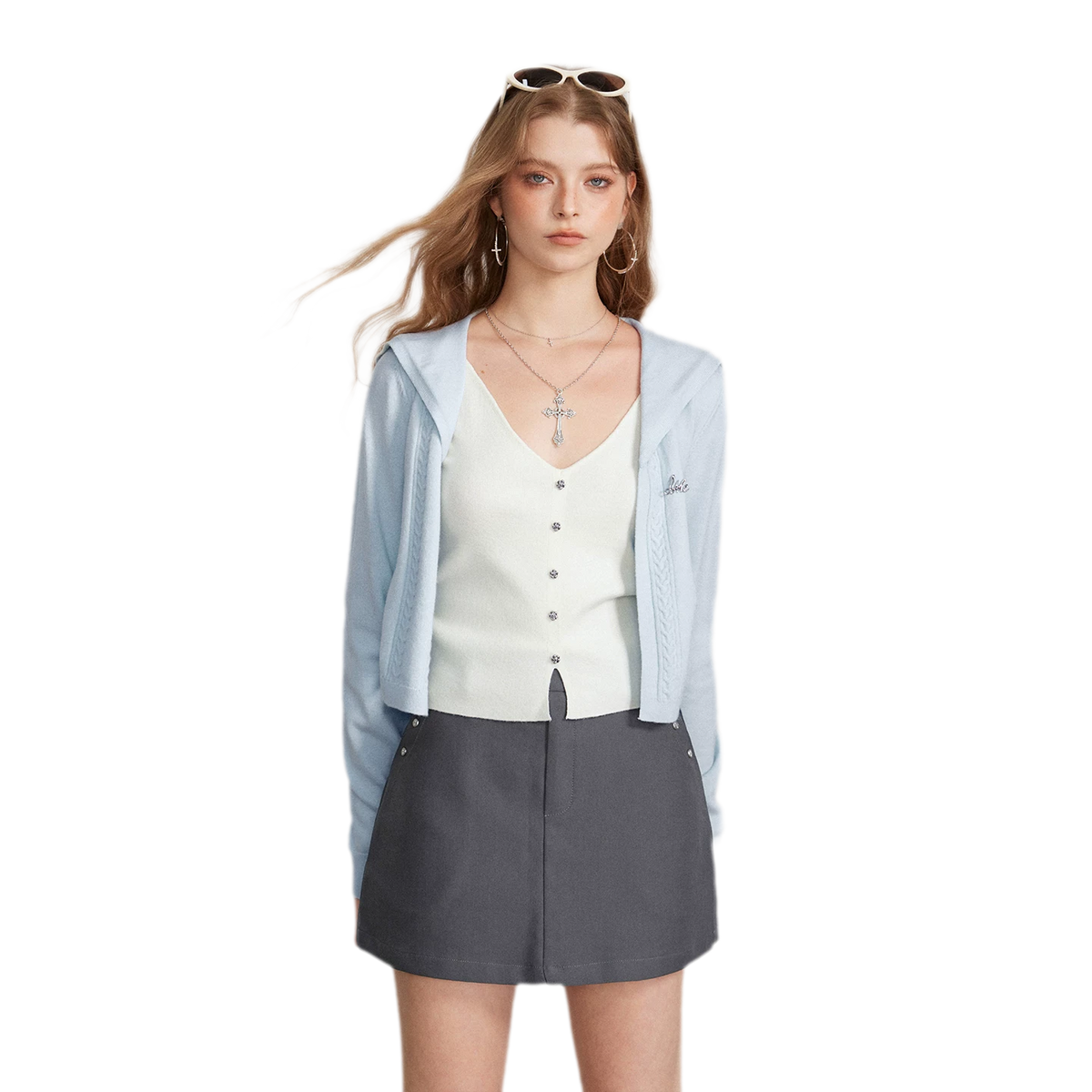 Textured Sailor Collar Sweater