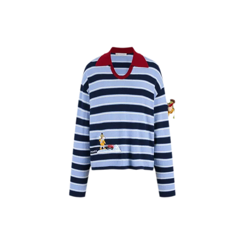 Striped Snow Bear Polo Sweater