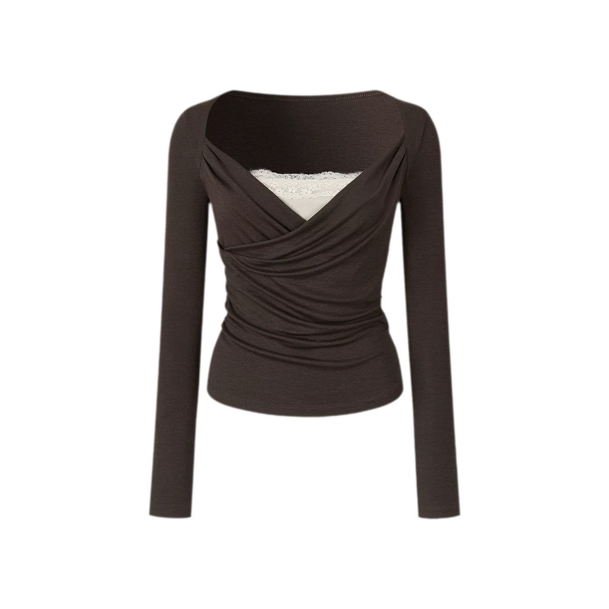 Lace Ruched Crossover Top