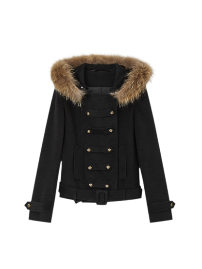 Wool Belted Hooded Coat