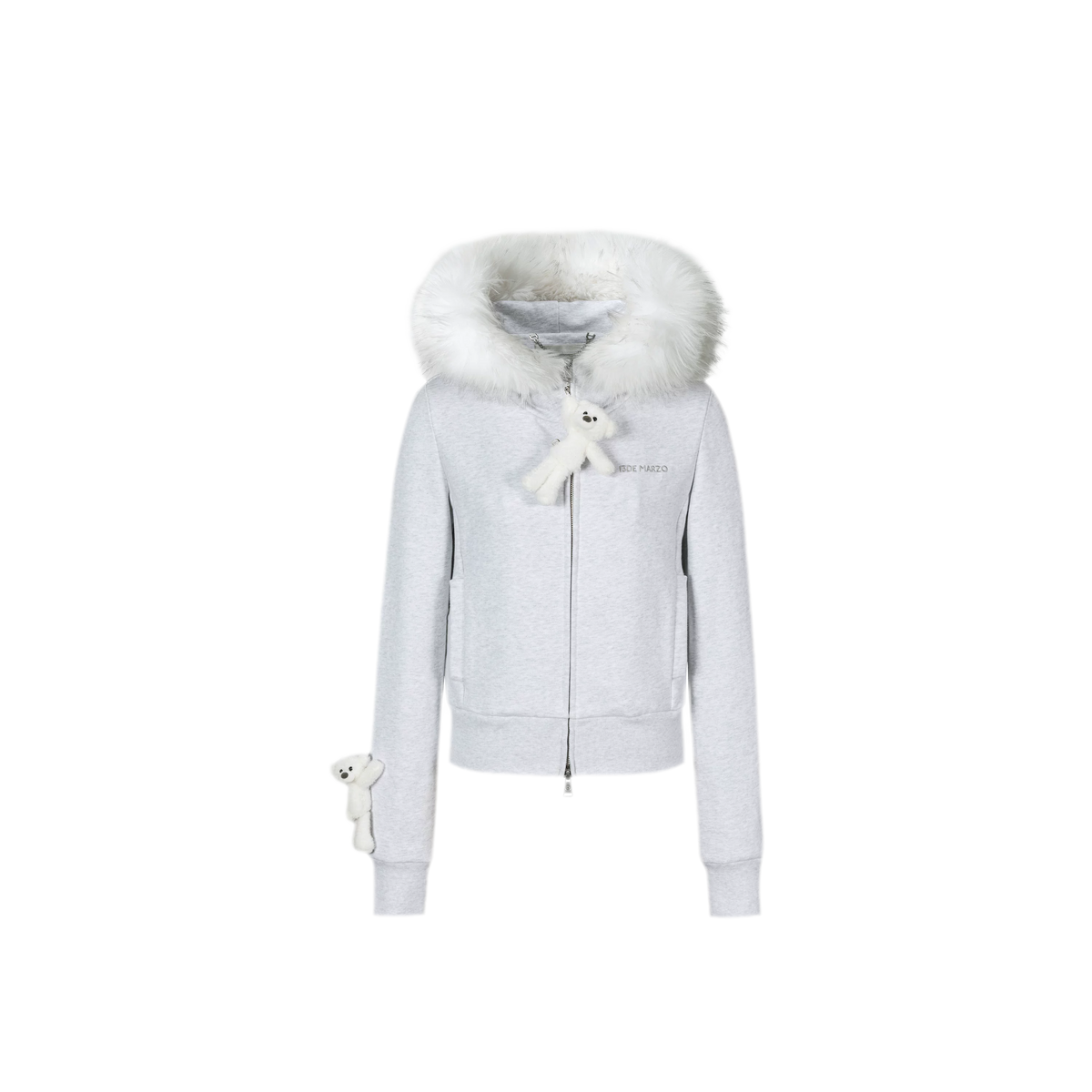 Plush Bear-Trim Fitted Hoodie
