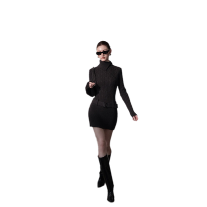 Cable-Knit Slim Mini Dress
