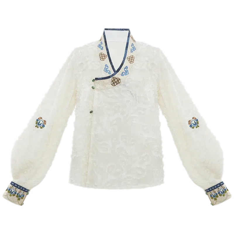 Doria Mermaid Song Embroidered Large-Sleeve