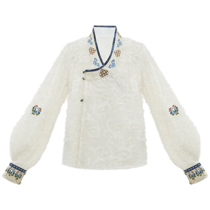 Doria Mermaid Song Embroidered Large-Sleeve
