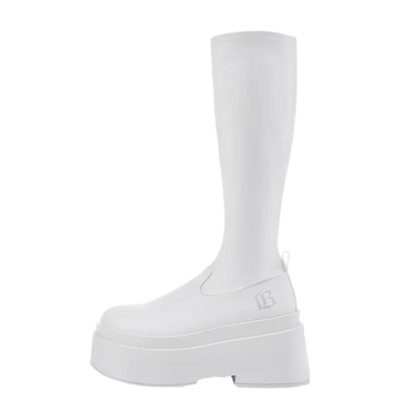 Stretch Platform Knee-High Boots