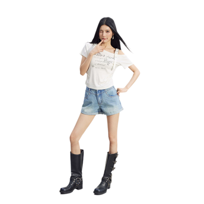 One-Shoulder Butterfly Tee