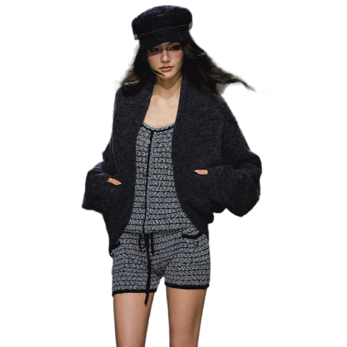 Gestreiftes Woll-Jumpsuit-Set