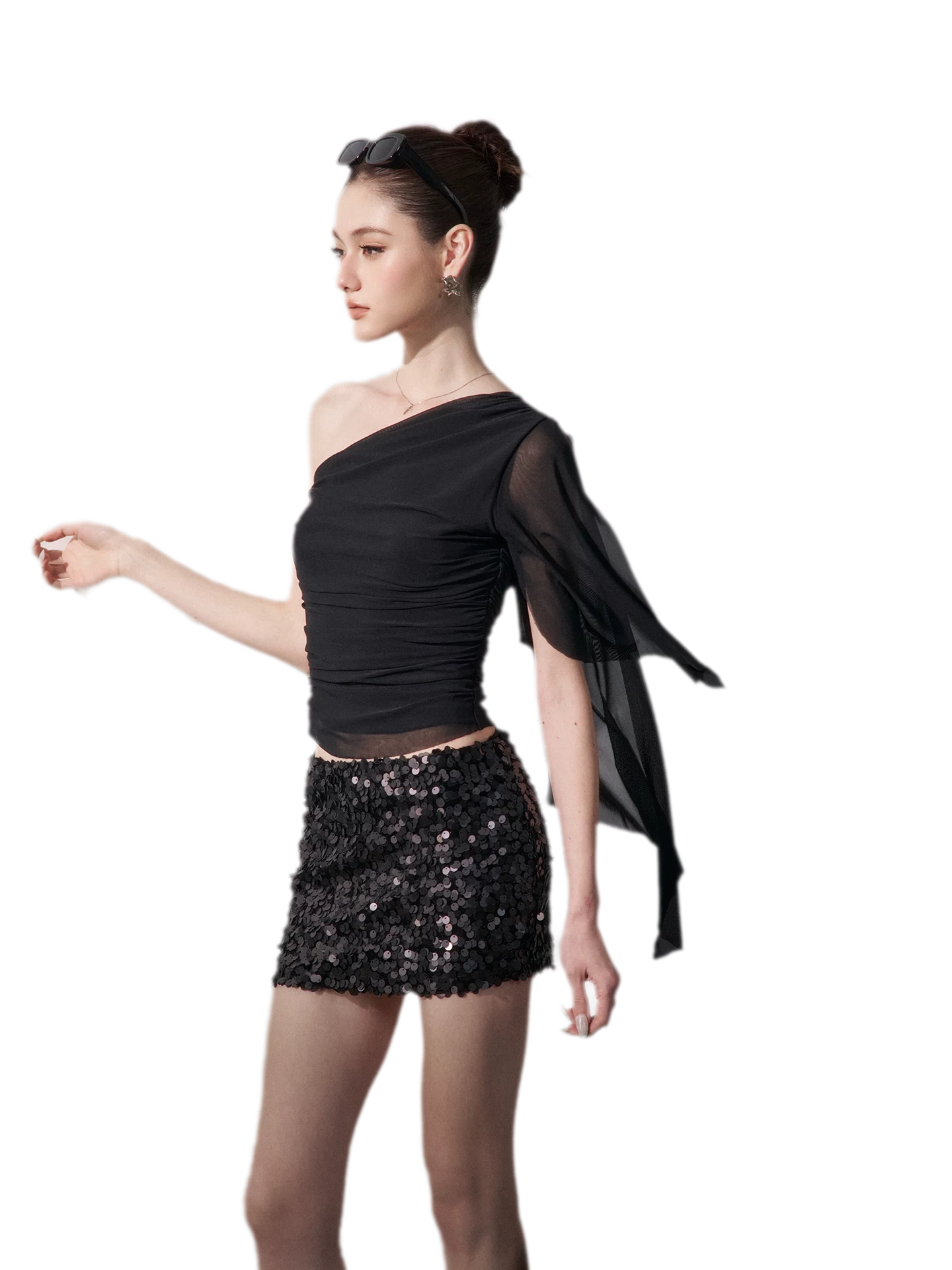 One-Shoulder Ruched Set