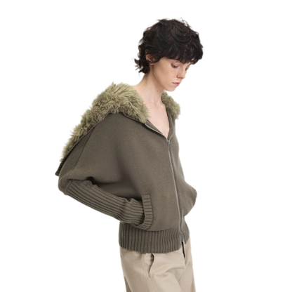 Textured Batwing Hooded Cardigan