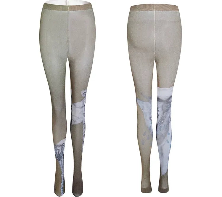 Graphic High-Stretch Footed Tights