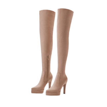 Suede Slouchy Over-Knee Boots