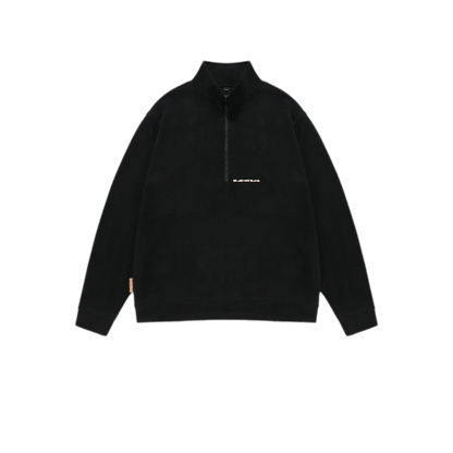 Faux Suede Oversize Polo Sweatshirt