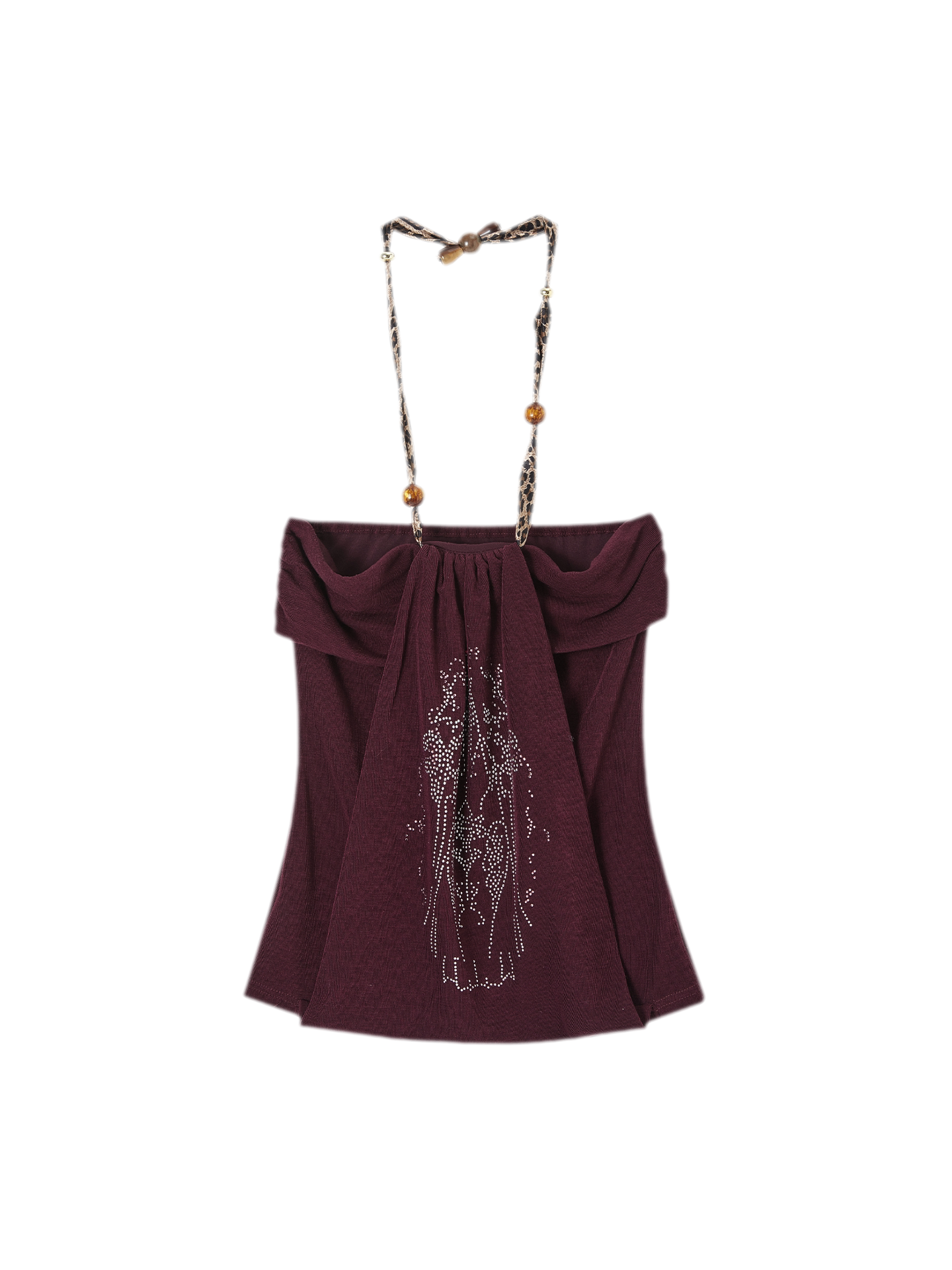 Aman Halter Neck Crystal Embellished Slim Fit Top