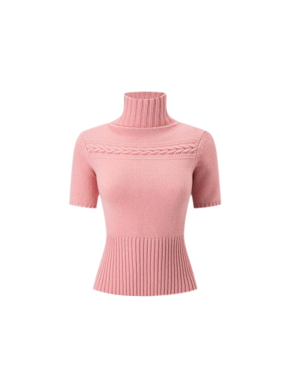 Jersey de cuello alto corto de punto trenzado 100% lana