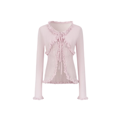 Lace Trim Openwork Cardigan