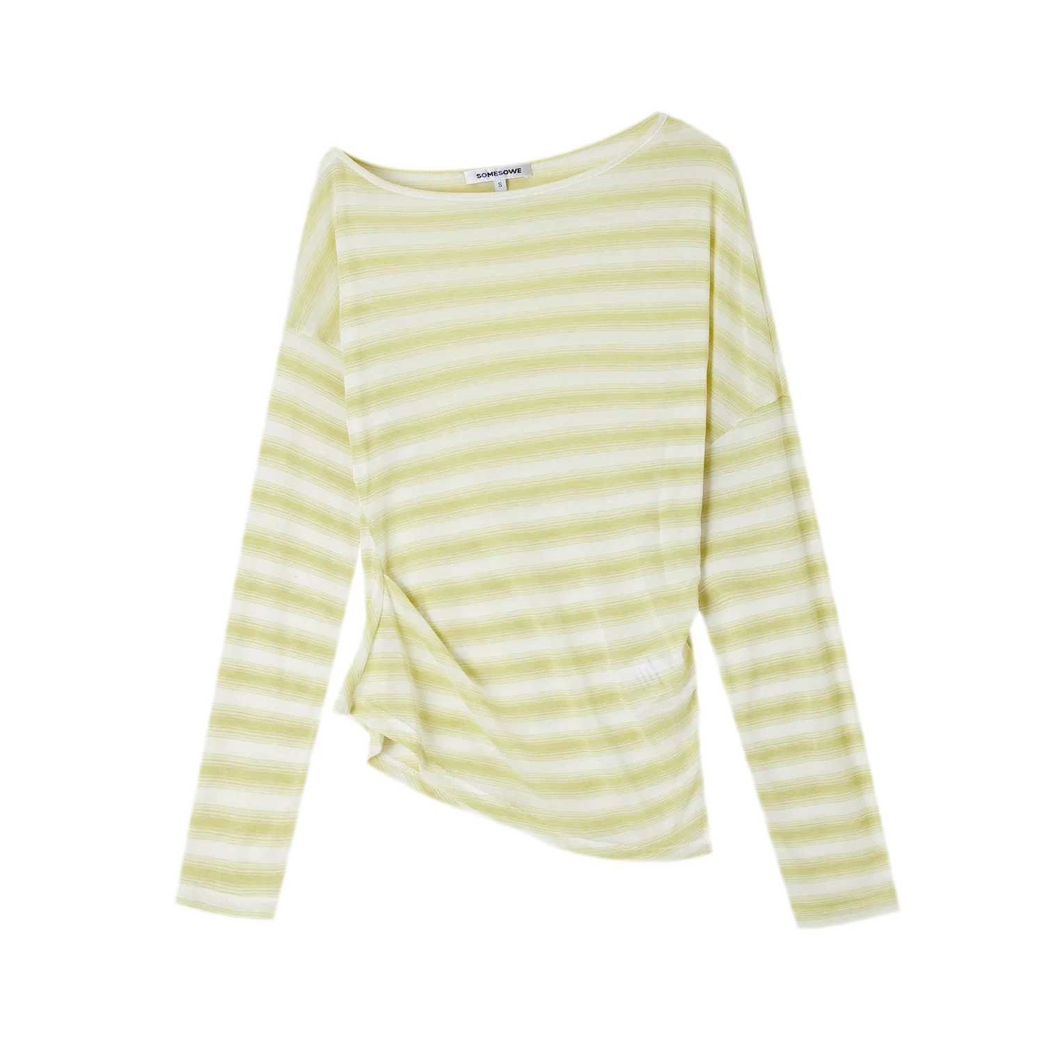Sheer One-Shoulder Stripe Tee