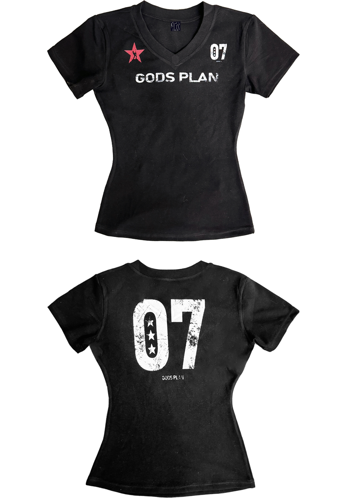 Distressed Graphic Fitted T-Shirt