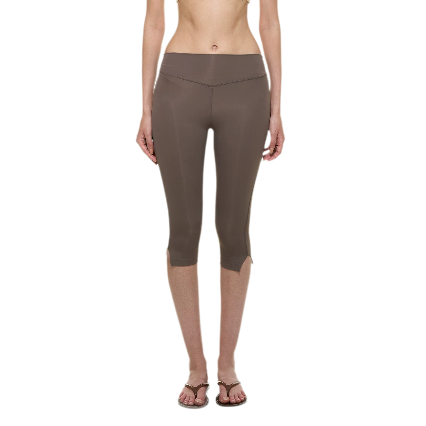 Bare-Feel Slit Capri Pants