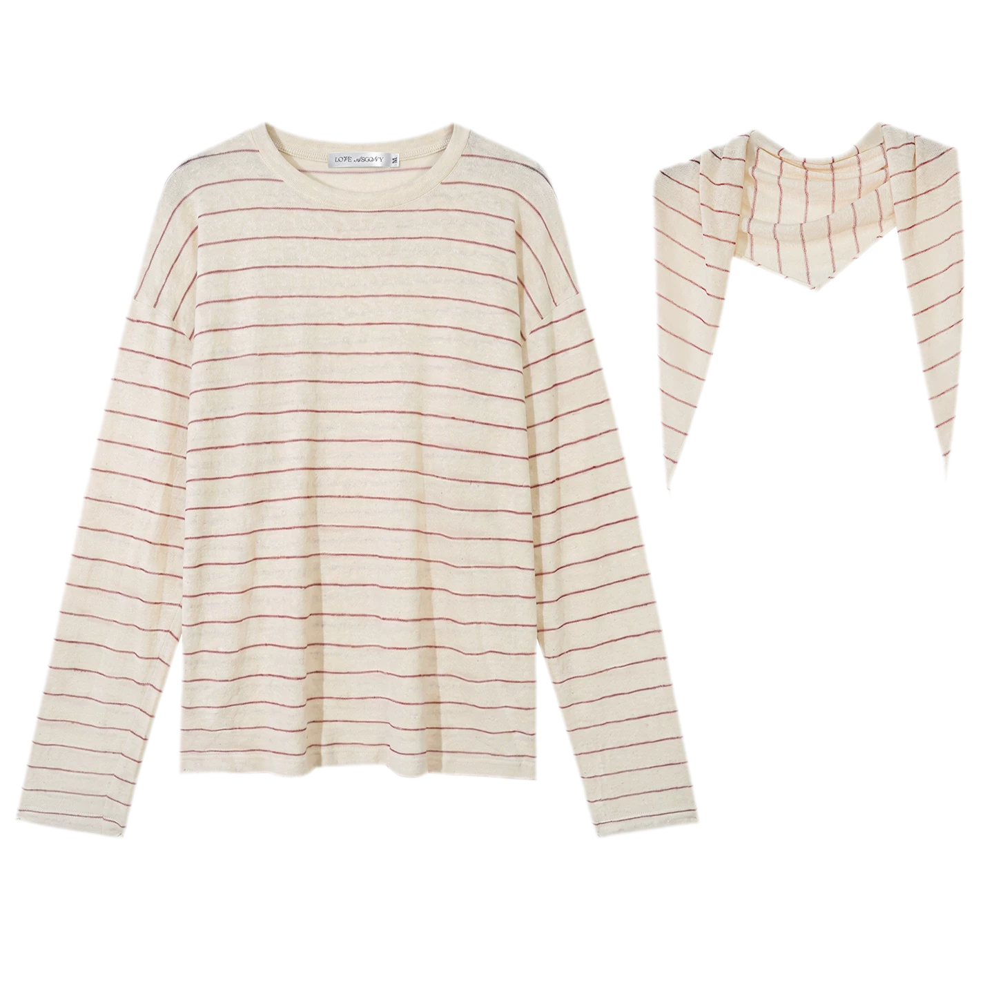 Striped Rhinestone Cotton Tee
