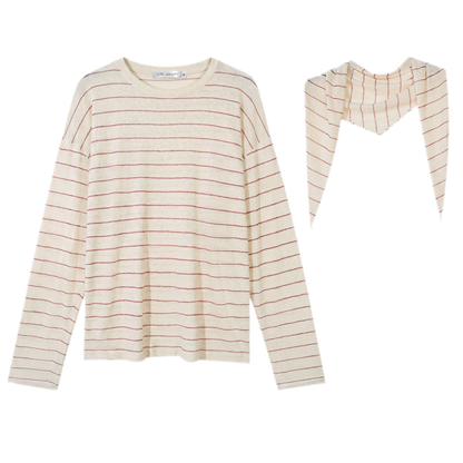 Striped Rhinestone Cotton Tee