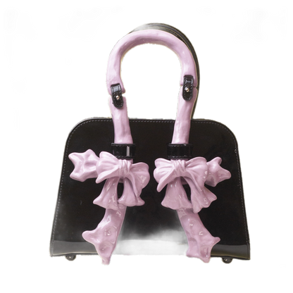 Glossy Bow Structured Handbag