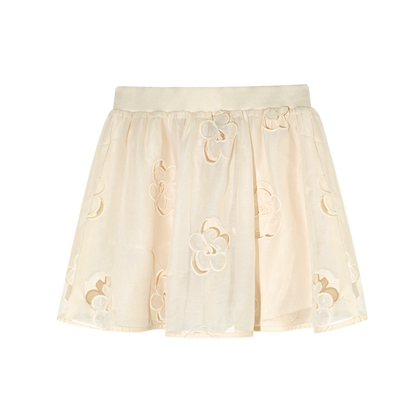 Hollow Floral Embroidered Polo Collar Two-Piece Set