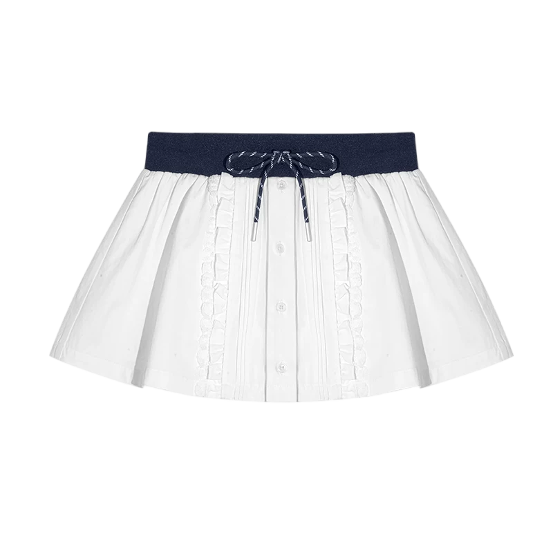 Pleated Drawstring A-line Short Skirt