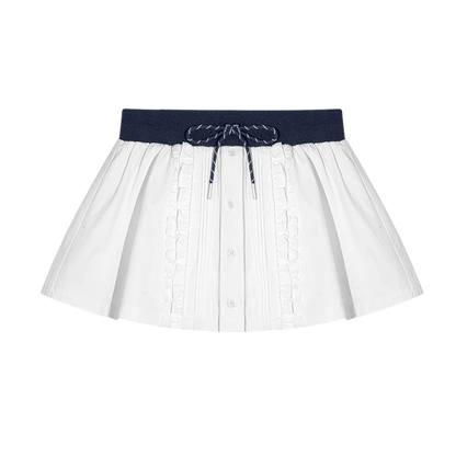 Pleated Drawstring A-line Short Skirt