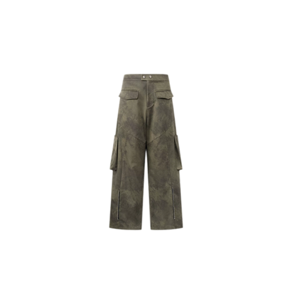 Washed Twill Wide-Leg Pants