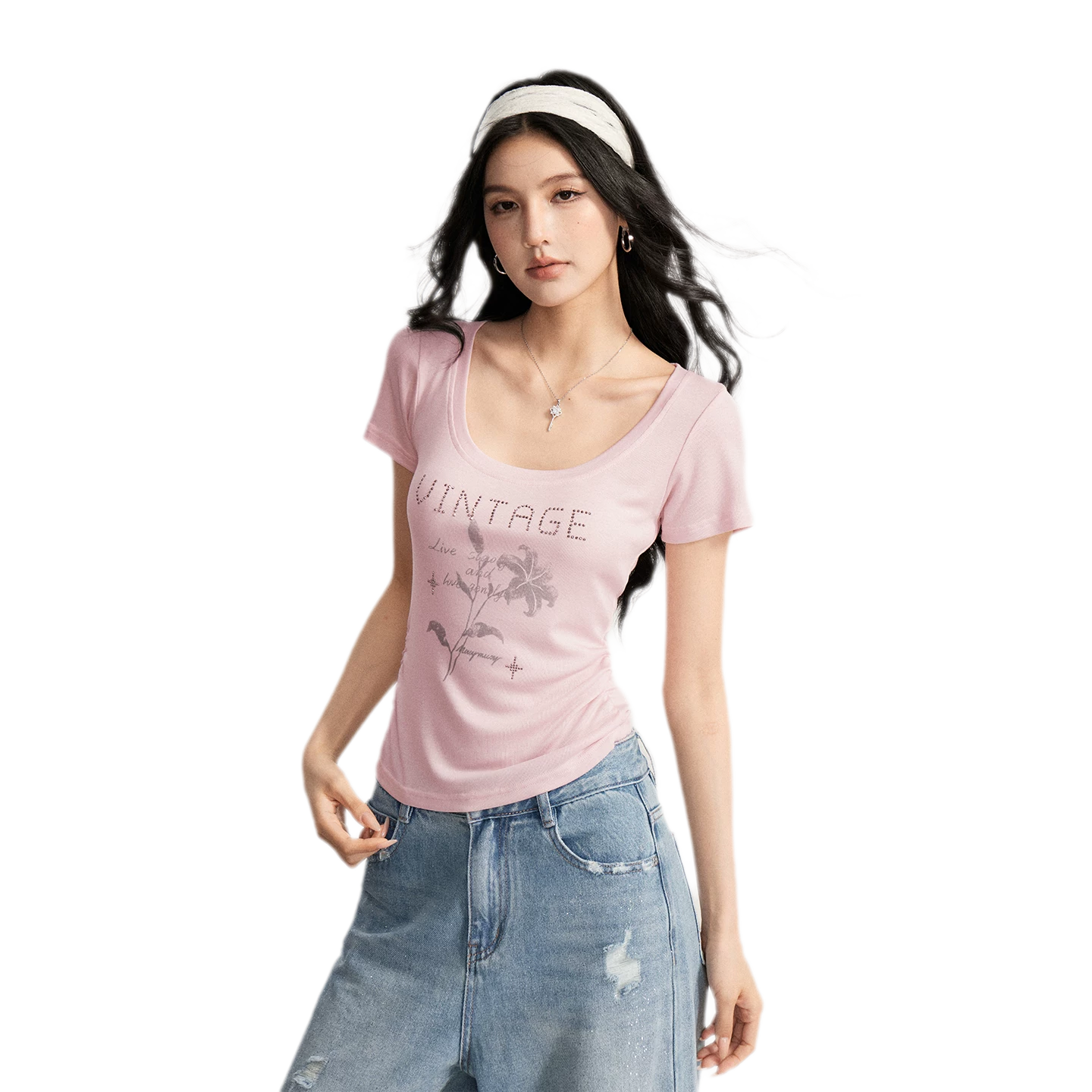 Floral U-Neck Tee