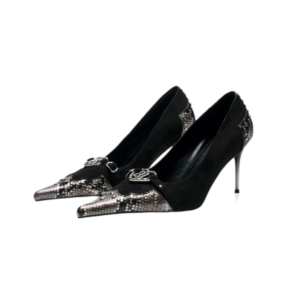 Décolleté con tacco a stiletto sfumate con stampa serpente