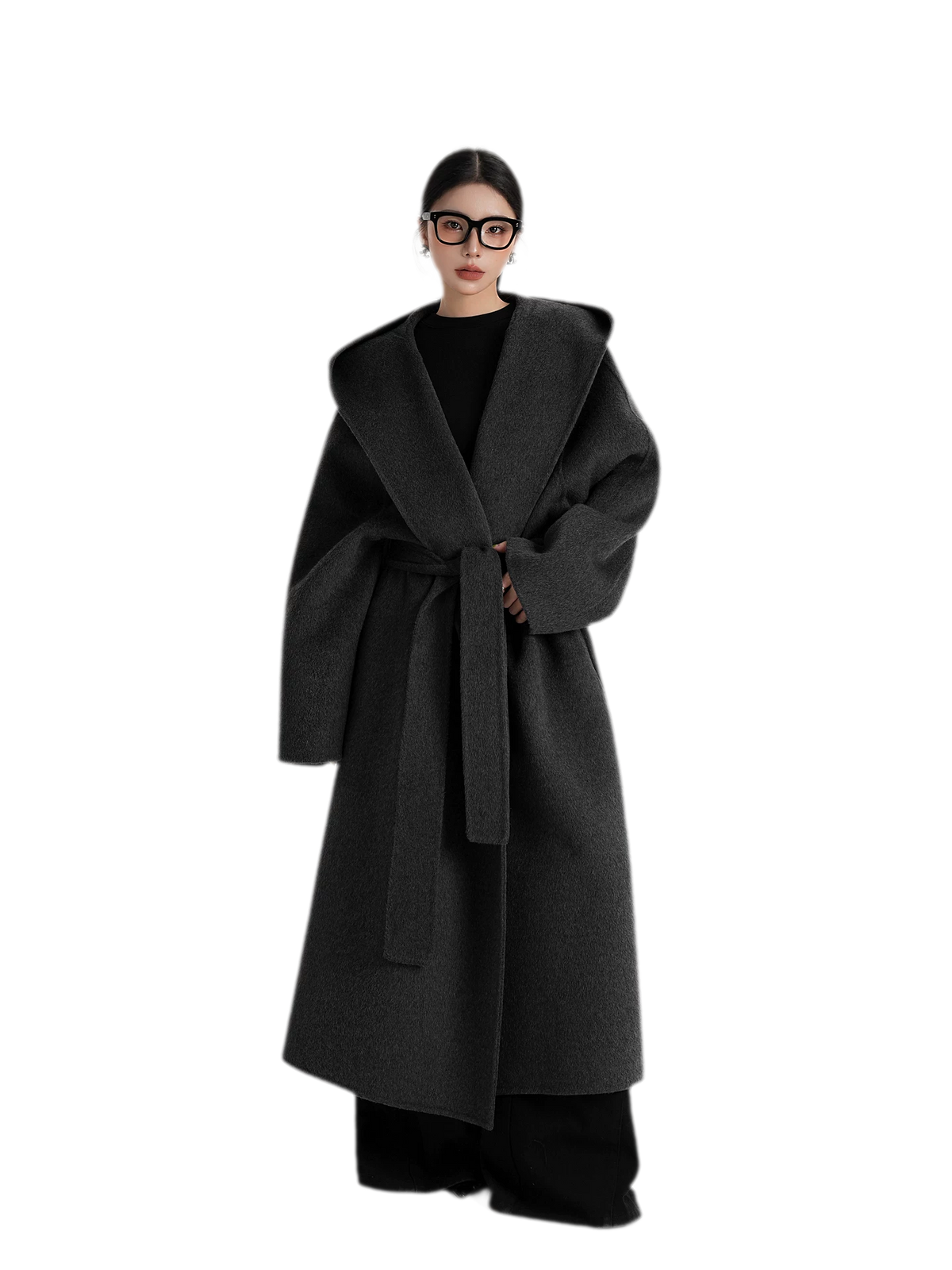 Hand-Sewn Oversized Hooded Wool Coat